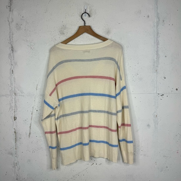American Eagle Deep V-Neck Striped Colorful Pullover Swater Med - Picture 7 of 7